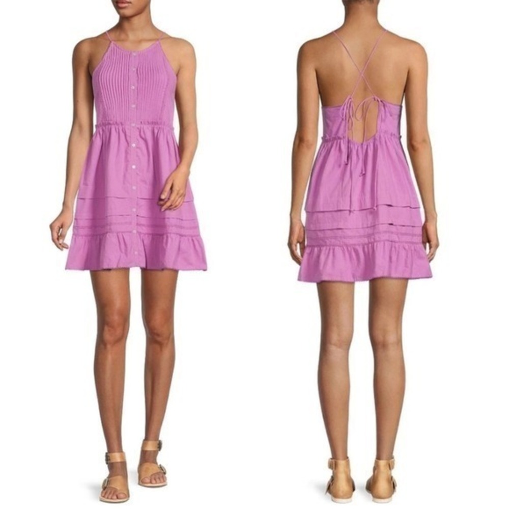 Free People mini dress purple open back desert days size XS new